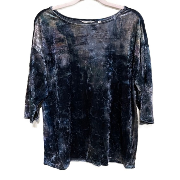 Soft Surroundings Velvet Abstract Watercolor 3/4 Pullover Top Womens Medium Boho - Picture 1 of 7